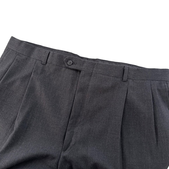 Vintage Christian Dior Men's Dark Gray Wool Pleated Dress Pants 40x28